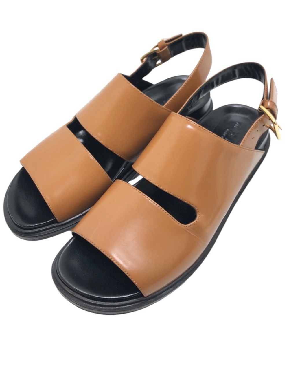 Marni Fussbett Cognac Leather Slingback  Sandals size 39 like new condition